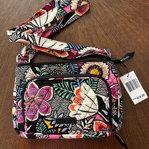 Vera Bradley Black and Pink Crossbody Bag with Quilted Design